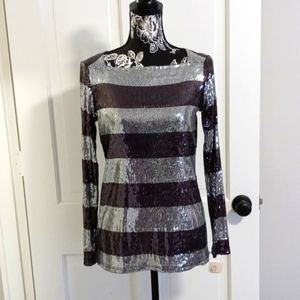 🆕️ 🖤Lynn Ritchie Silver🖤 - Striped Sequin L/S Top